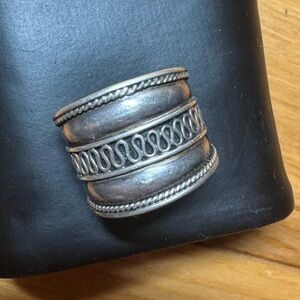✨ 925 Sterling Silver Wide Band Boho / Bali Style Ring (Size approx. 10)